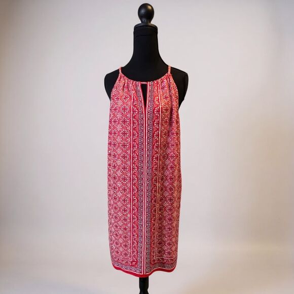 ❤️ Max Studio Patterned Halter Dress • Size L • Red • Flowy & Feminine ✨ - Picture 2 of 5